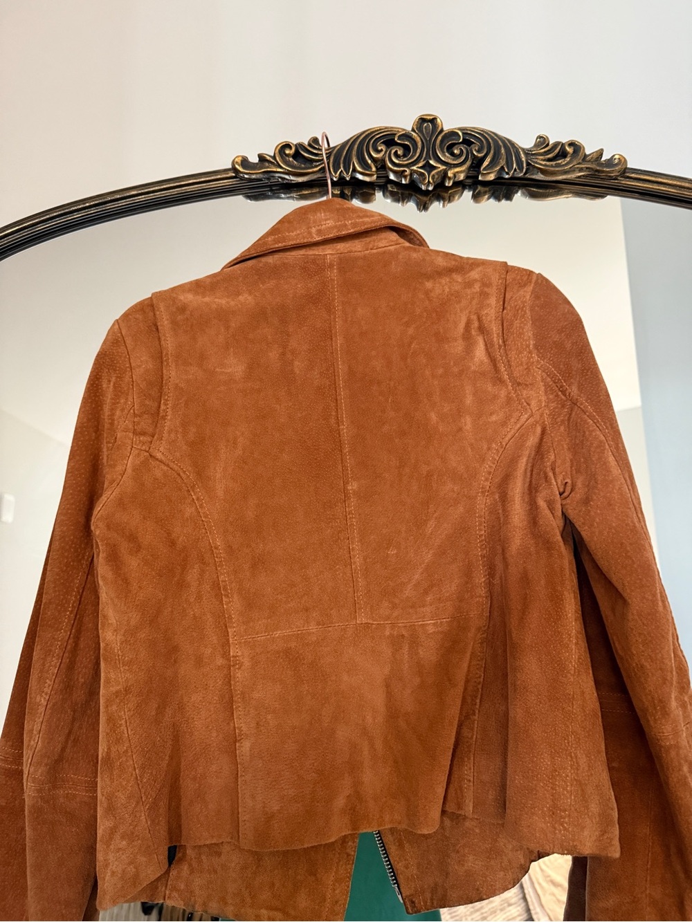 7 For All Mankind Rust Brown Suede Moto Jacket - Picture 3 of 4